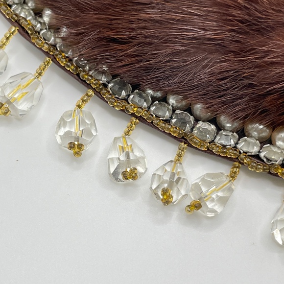 Genuine Mink Top Hit Hand Made Baare Beards Japan Beaded Collar Vintage - Picture 4 of 14